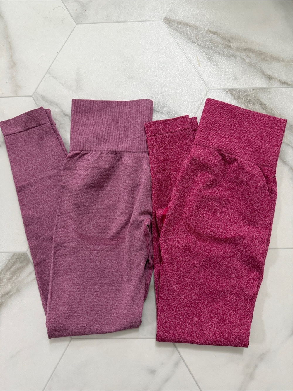 Aoxjox Seamless High-Waist Countour Leggings set - Dusty Mauve & Raspberry